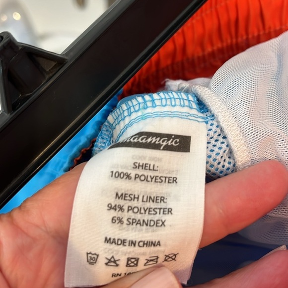 Maamgic Swim Trunks Shorts Lined Bright Blue Mesh Size Medium Quick Dry - Picture 8 of 8